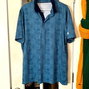 Men’s large golf sport shirt blue with darker blue collar super handsome